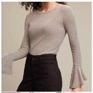 Anthropologie Ro&De Striped Bell Sleeve Shirt